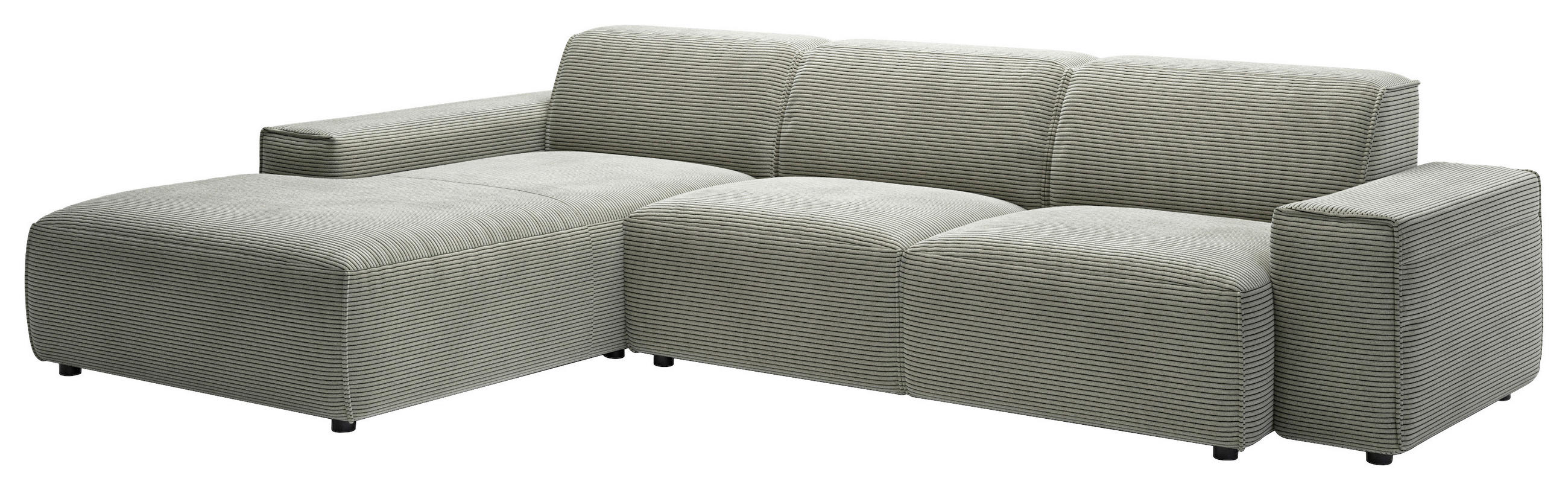 ECKSOFA in Cord Grauweiss  - Schwarz/Grauweiss, Design, Kunststoff/Textil (189/300cm) - Pure Home Lifestyle