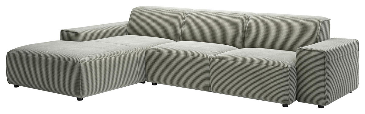 ECKSOFA in Cord Grauweiss  - Schwarz/Grauweiss, Design, Kunststoff/Textil (189/300cm) - Pure Home Lifestyle