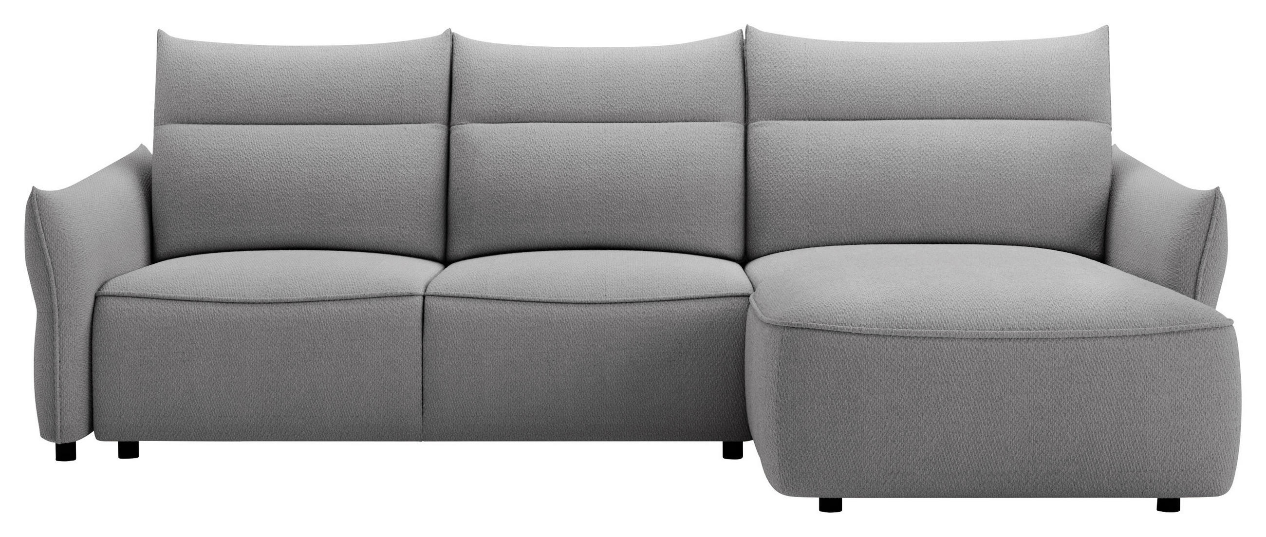 ECKSOFA Grau Webstoff Rückenkissen, Bettkasten, Schlaffunktion, Rücken echt, Liegefläche im Originalstoff  - Schwarz/Grau, KONVENTIONELL, Kunststoff/Textil (306/179cm) - Milino