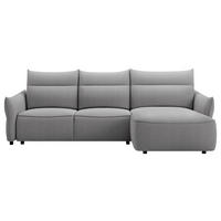 ECKSOFA Grau Webstoff Rückenkissen, Bettkasten, Schlaffunktion, Rücken echt, Liegefläche im Originalstoff  - Schwarz/Grau, KONVENTIONELL, Kunststoff/Textil (306/179cm) - Milino