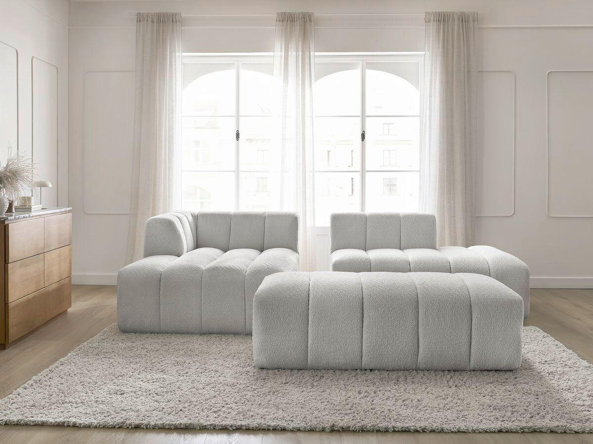 ECKSOFA  ANNECY Hellgrau Bouclé  - Hellgrau/Schwarz, MODERN, Kunststoff/Textil (170/262cm)