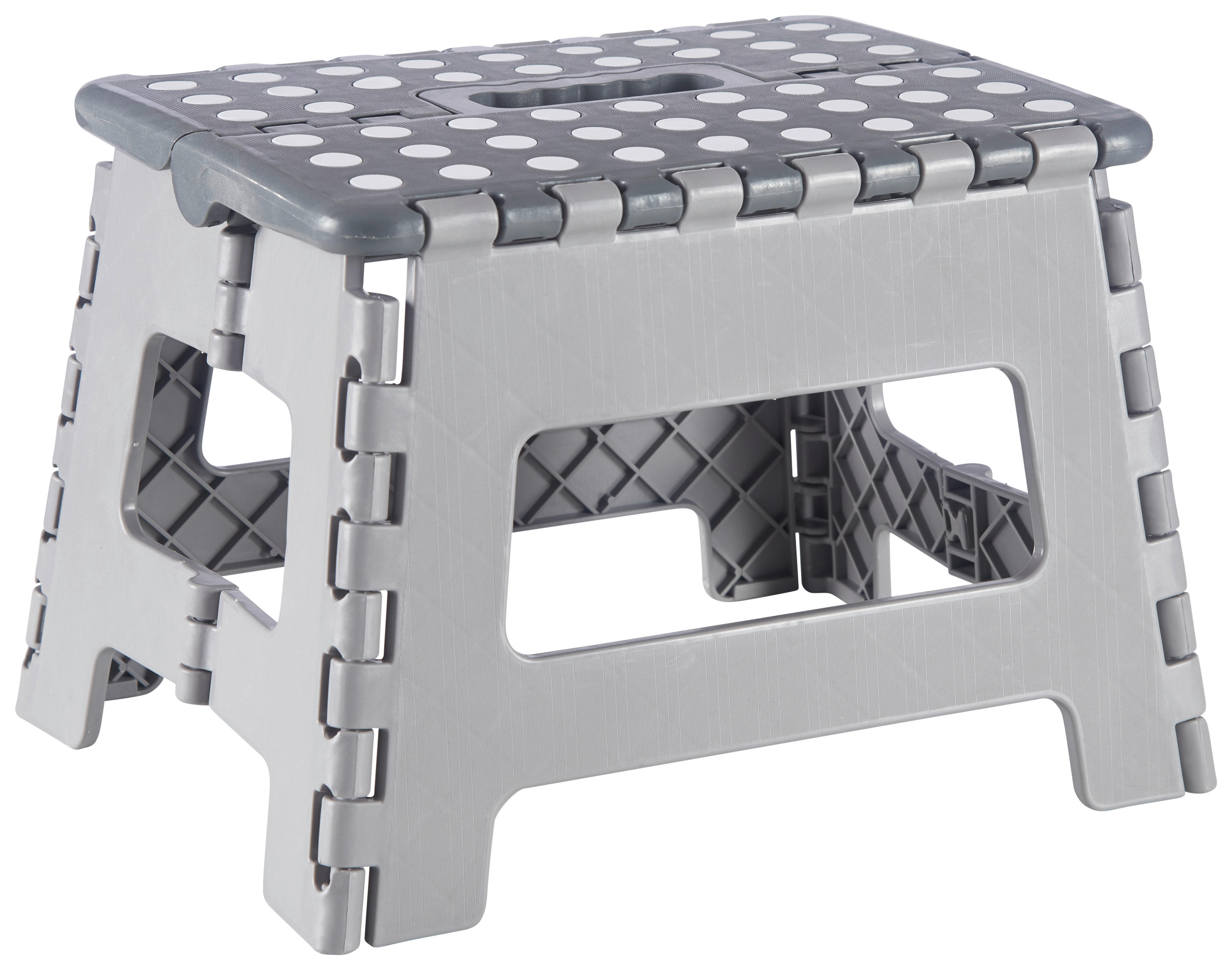 TABURET CU TREAPTĂ  - gri, Basics, plastic (29/22/22cm)
