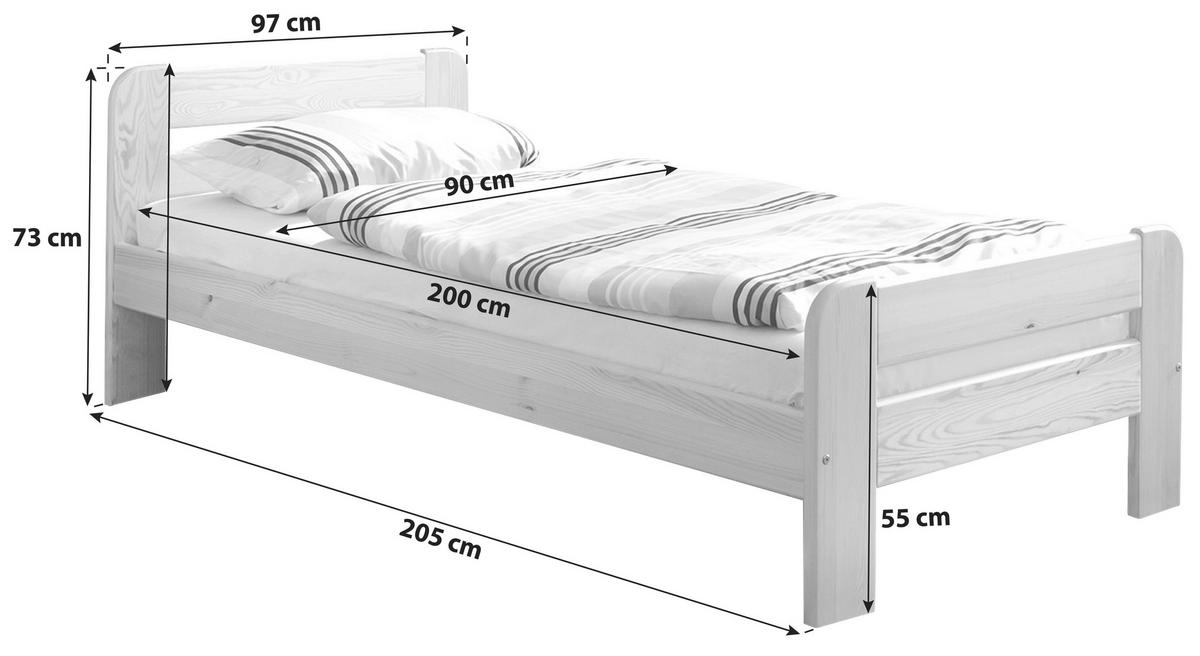 BETT 90/200 cm  in Kieferfarben  - Kieferfarben, Natur, Holz (90/200cm) - MID.YOU