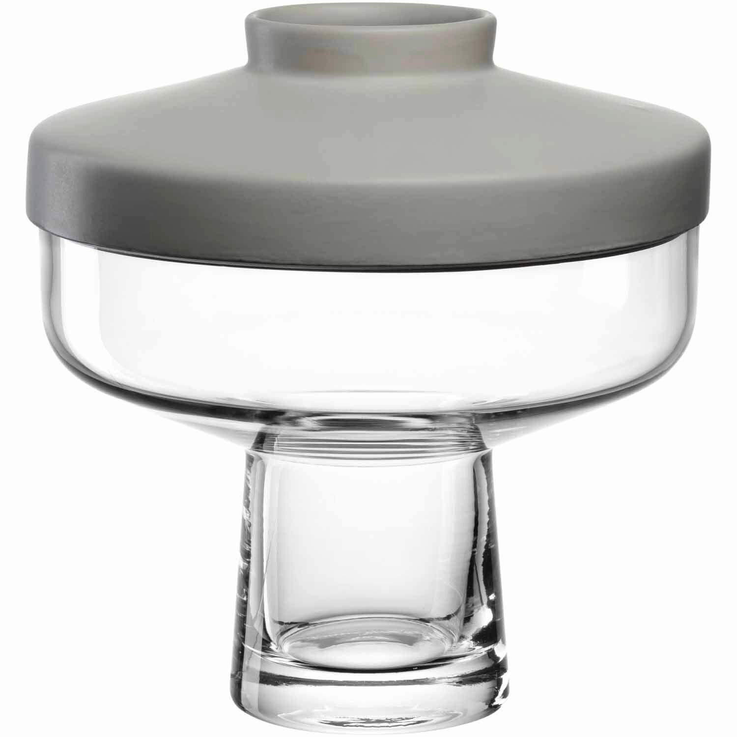 VASE  - Transparent/Grau, KONVENTIONELL, Glas/Keramik (21/21,50/21cm) - Leonardo