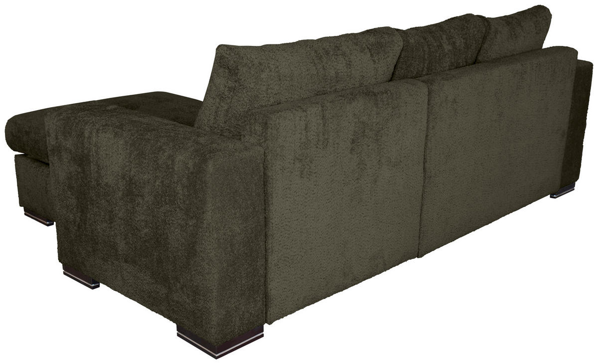 ECKSOFA Dunkelgrün Webstoff  - Dunkelgrün/Braun, KONVENTIONELL, Holz/Textil (170/235cm) - Carryhome