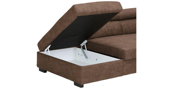 ECKSOFA Braun Lederlook  - Schwarz/Braun, Design, Kunststoff/Textil (230/263cm) - Hom`in