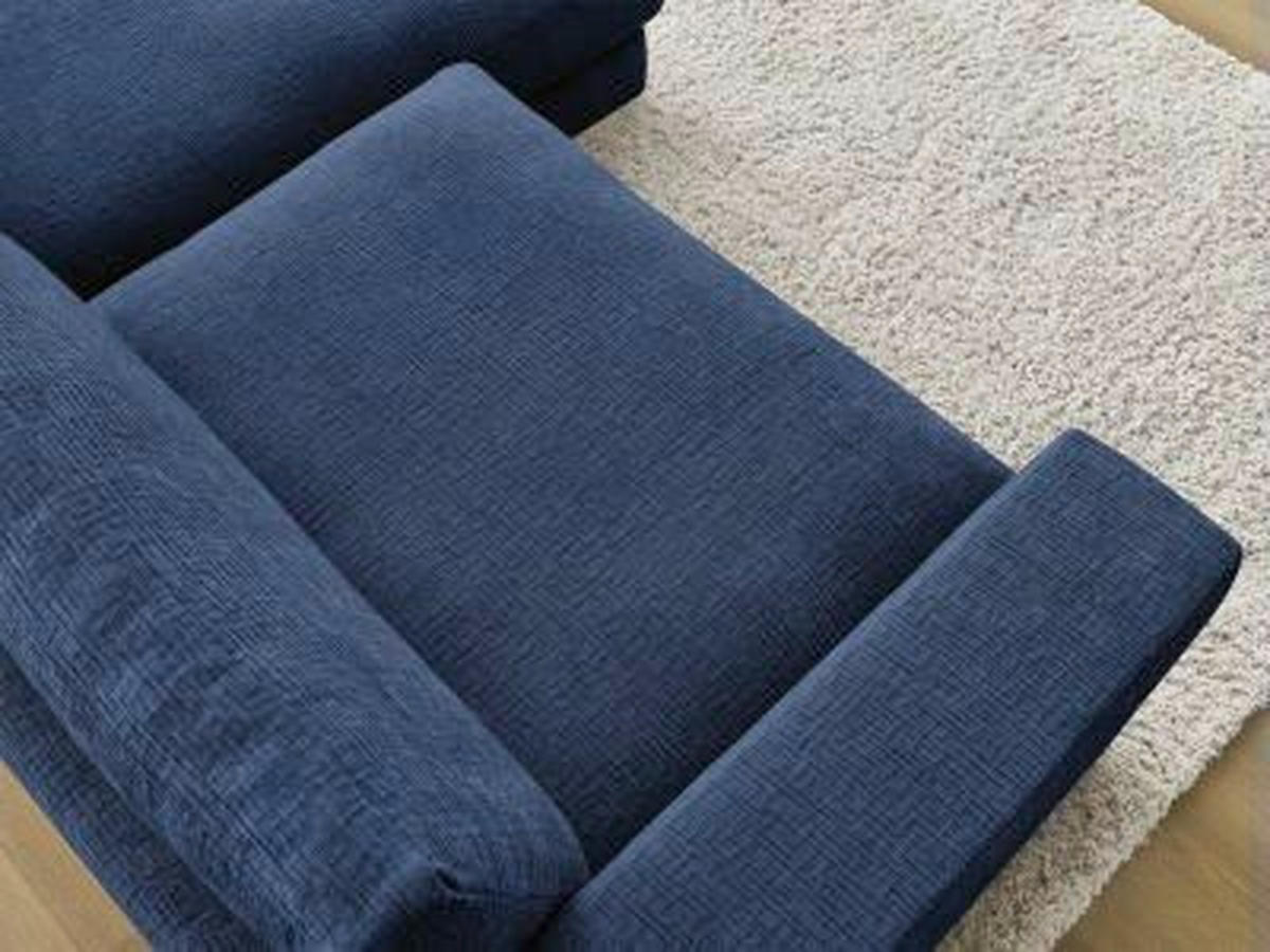 ECKSOFA Ottomane rechts  LEONARD Dunkelblau Struktur  - Schwarz/Dunkelblau, MODERN, Kunststoff/Textil (234/159cm)