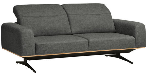 3-SITZER-SOFA Struktur Dunkelgrau - Dunkelgrau/Schwarz, Design, Textil/Metall (205/76-97/102cm) - Novel