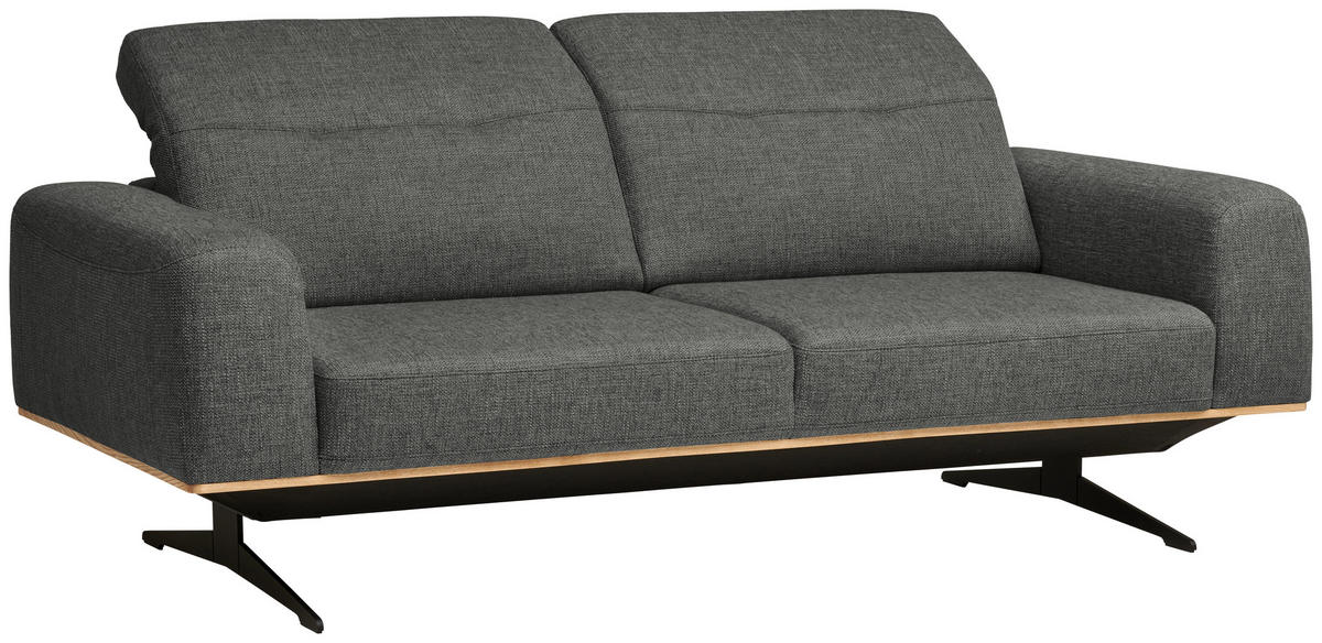 2-SITZER-SOFA in Struktur Dunkelgrau  - Dunkelgrau/Schwarz, Design, Textil/Metall (174/76-97/102cm) - Novel