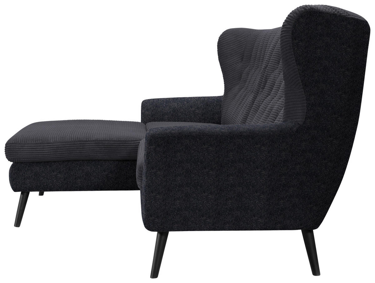 ECKSOFA in Cord Anthrazit  - Anthrazit/Schwarz, Design, Holz/Textil (165/237cm) - Stylife