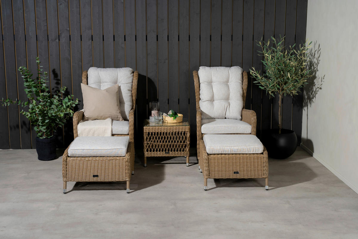 LOUNGEGARNITUR    - Beige/Braun, KONVENTIONELL, Kunststoff/Textil - Gardenson