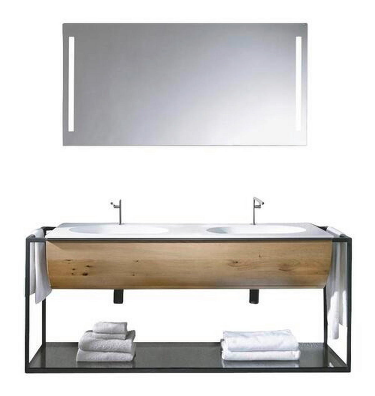 BADEZIMMER  in 148 cm  - Eichefarben/Schwarz, KONVENTIONELL, Glas/Holz (148cm) - Voglauer