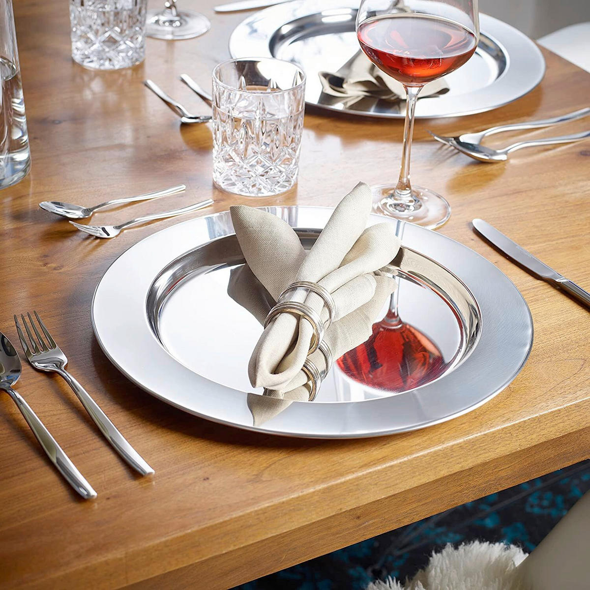 PLATZTELLER 33 cm 2-teilig  - Silberfarben, Basics, Metall (33cm) - Echtwerk