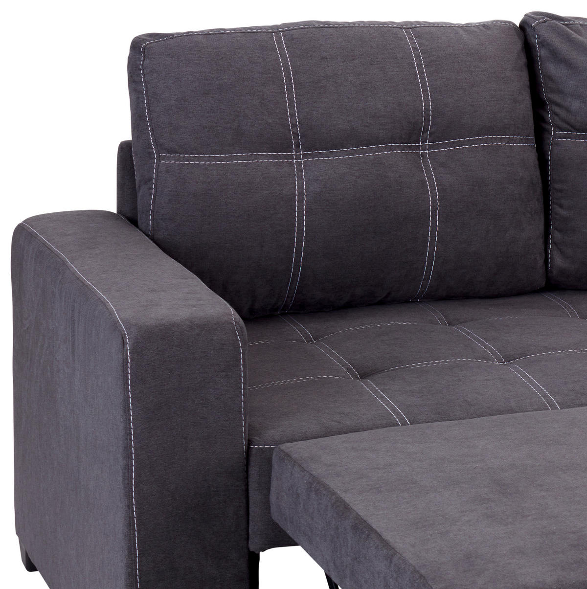 HÖRNSOFFA i mikrofiber mörkgrå  - mörkgrå/vit, Design, textil/plast (240/160cm) - Livetastic
