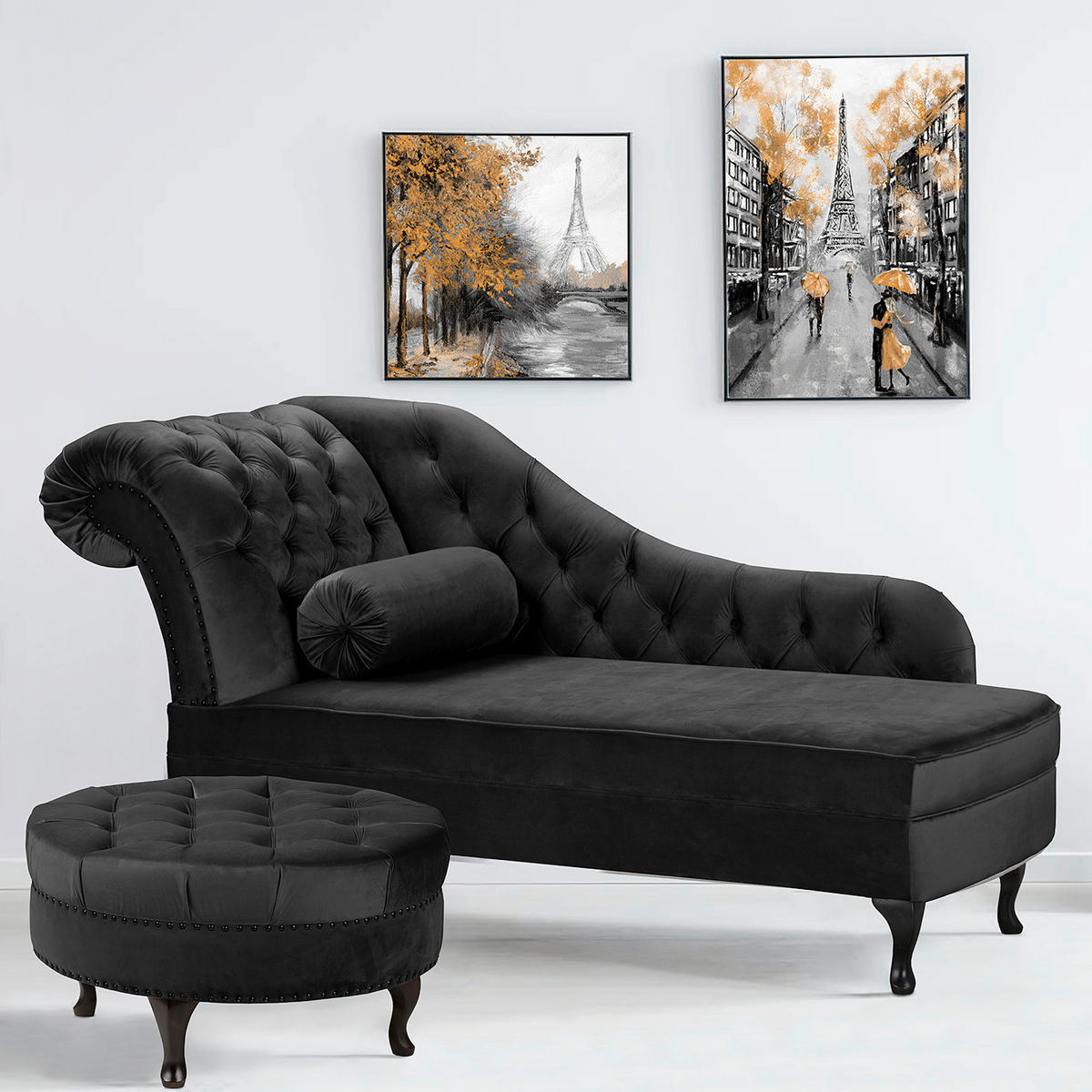 HOCKER in Textil Schwarz  - Schwarz/Braun, Design, Holz/Textil (80/45/80cm) - Livetastic