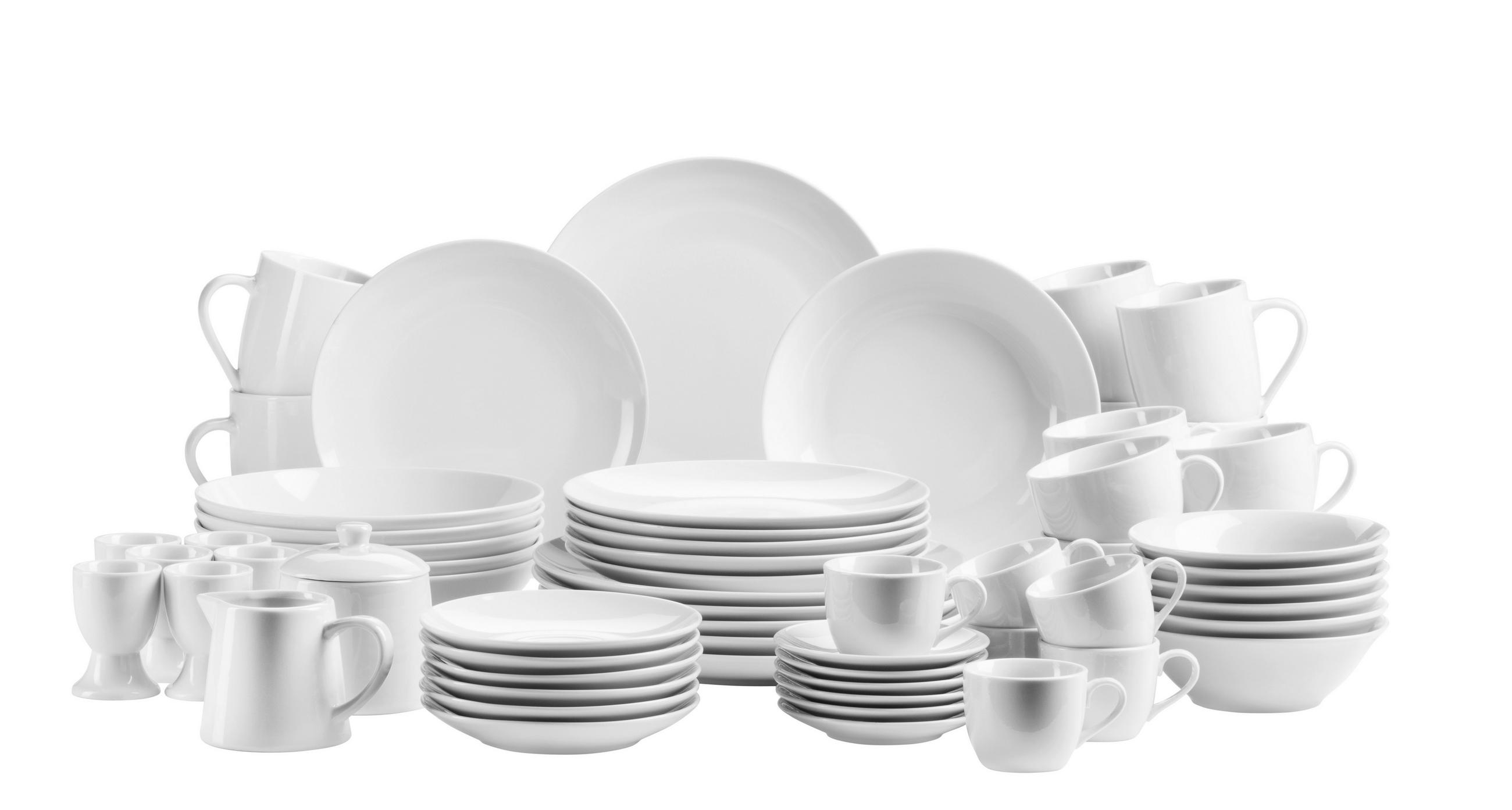 KOMBISERVICE Weiß 62-teilig 6 Personen  - Weiß, Basics, Keramik - Mäser