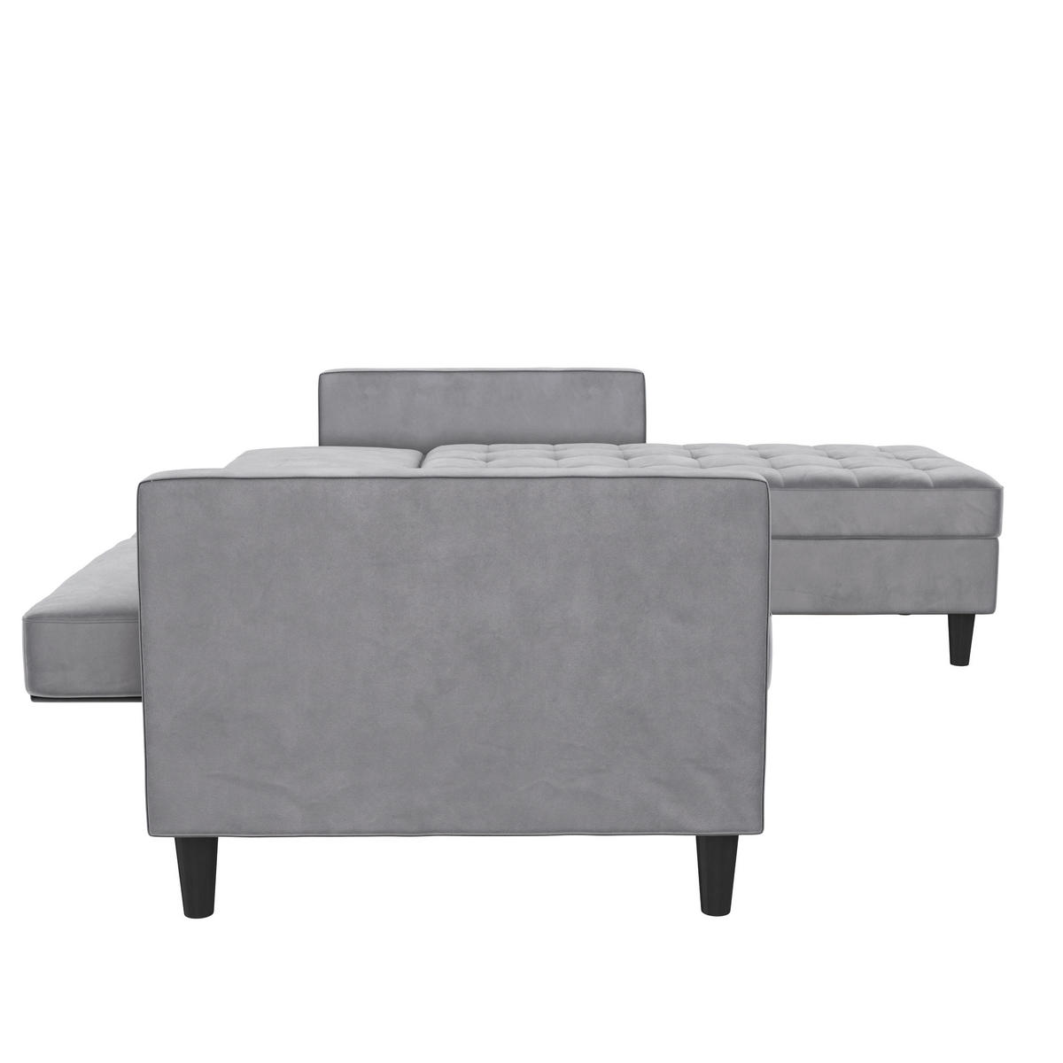 ECKSOFA PALERMO Grau Velours Schlaffunktion, Stauraum  - Schwarz/Grau, Basics, Kunststoff/Textil (213/154cm) - Livetastic