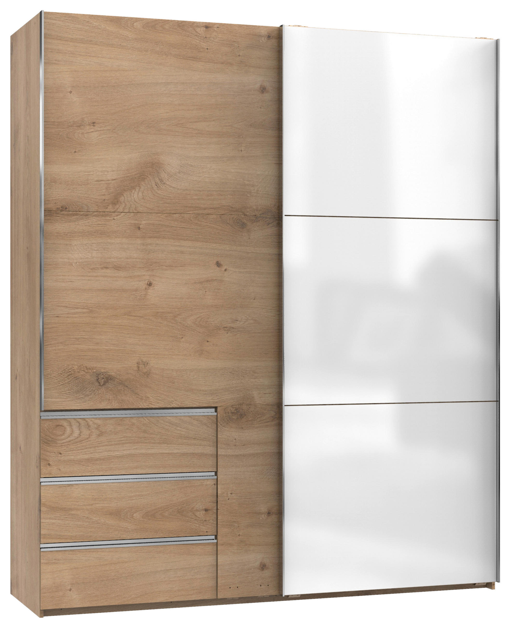 GARDEROB MED SKJUTDÖRRAR 200/236/65 cm 2-dörrar - vit/kromfärg, Modern, trämaterial (200/236/65cm) - MID.YOU