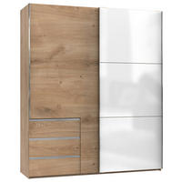 SCHWEBETÜRENSCHRANK 200/236/65 cm 2-türig Weiß, Eichefarben  - Chromfarben/Eichefarben, MODERN, Holzwerkstoff (200/236/65cm) - MID.YOU