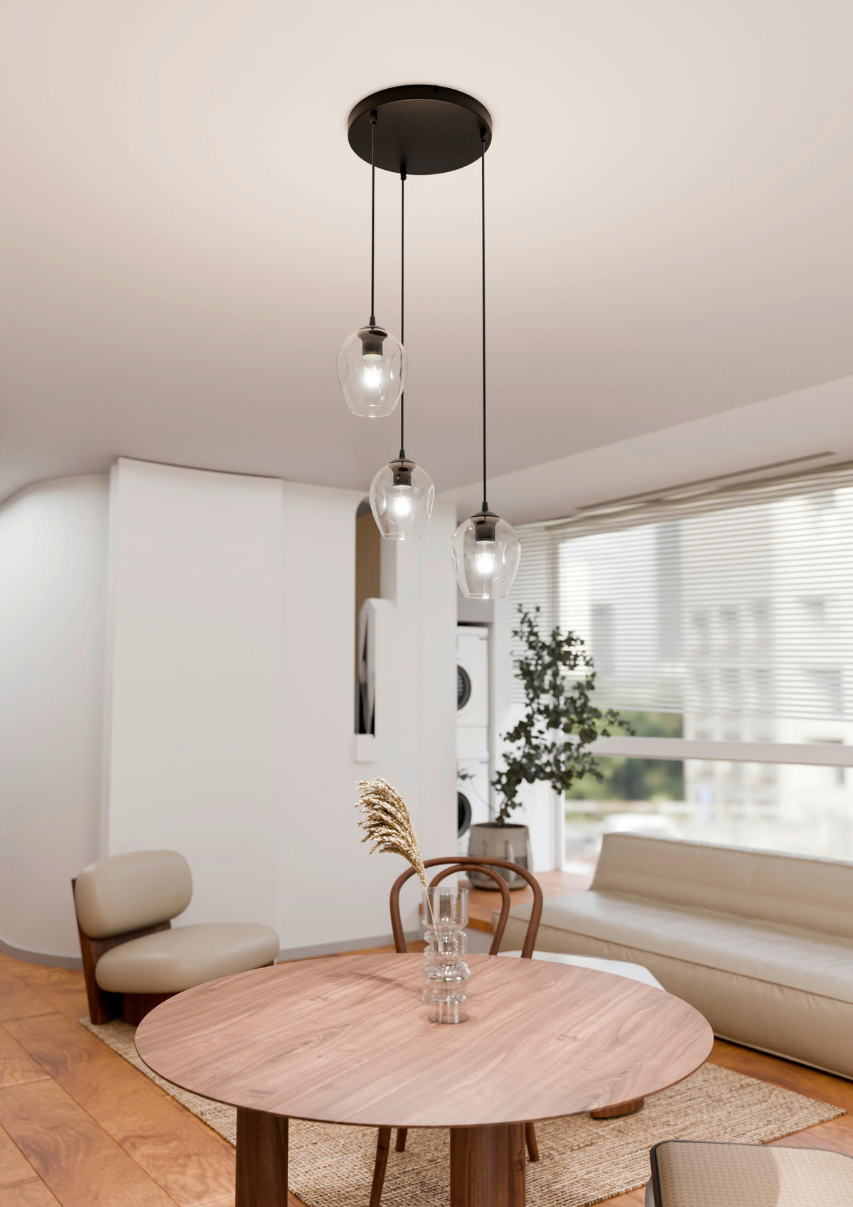 HÄNGELEUCHTE  40/40/100 cm    - Schwarz, KONVENTIONELL, Glas/Metall (40/40/100cm)