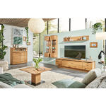 WOHNWAND  in Eichefarben  320/200,8/53,7 cm  - Eichefarben/Schwarz, Natur, Glas/Holz (320/200,8/53,7cm) - Valnatura