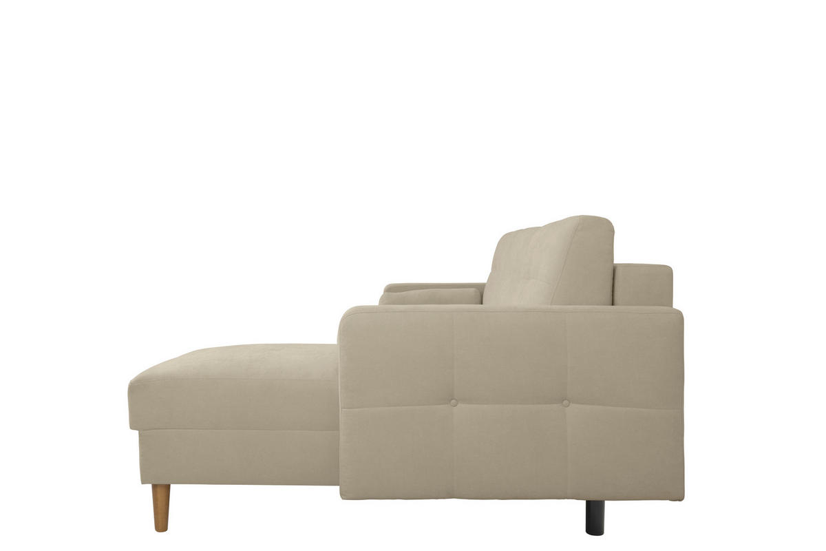 ECKSOFA in Taupe  - Taupe/Buchefarben, Design, Holz/Textil (223/157cm) - MID.YOU