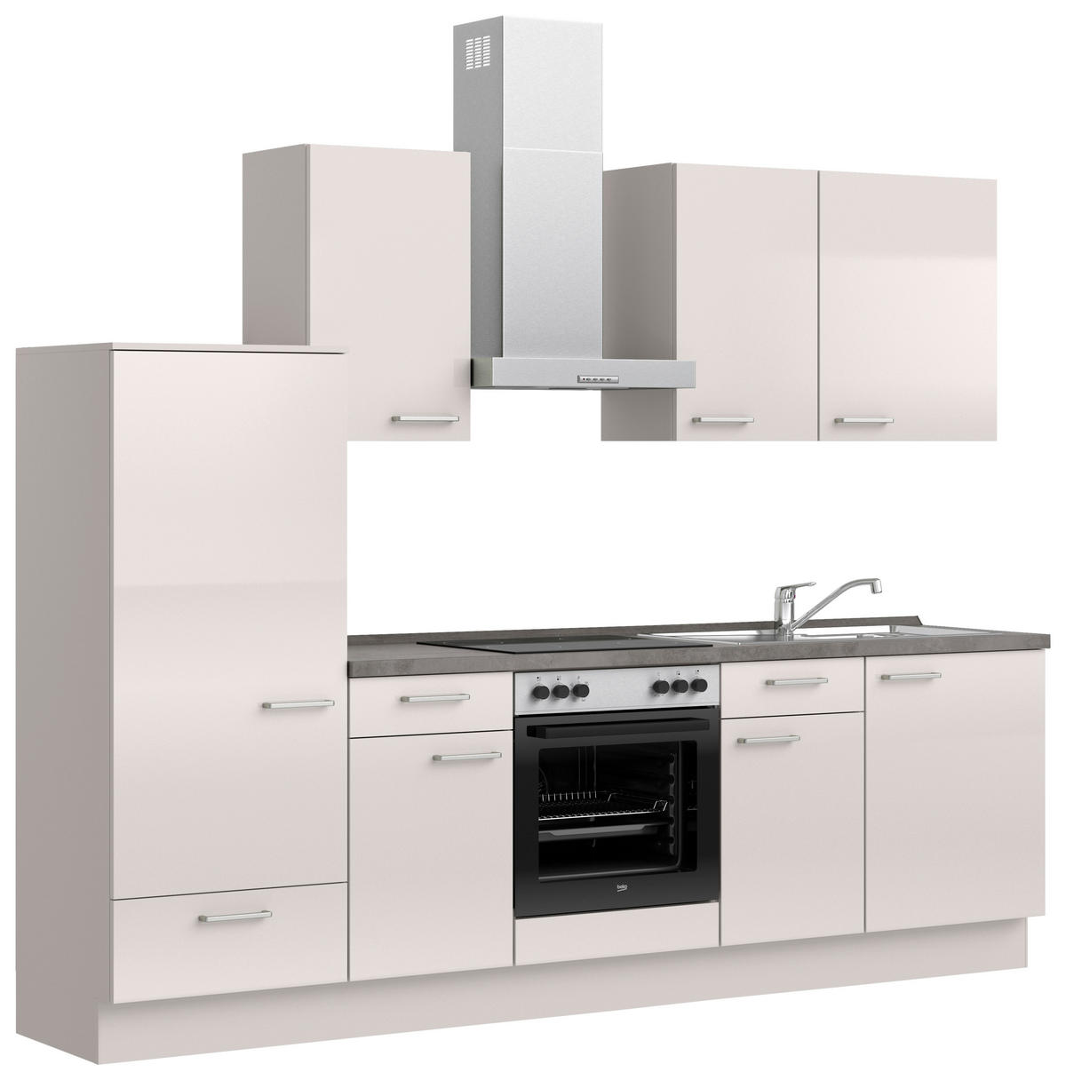 KÜCHENLEERBLOCK Flash 270 cm  in Schieferfarben, Hellgrau  - Schieferfarben/Edelstahlfarben, MODERN, Holzwerkstoff/Metall (270cm) - Nobilia