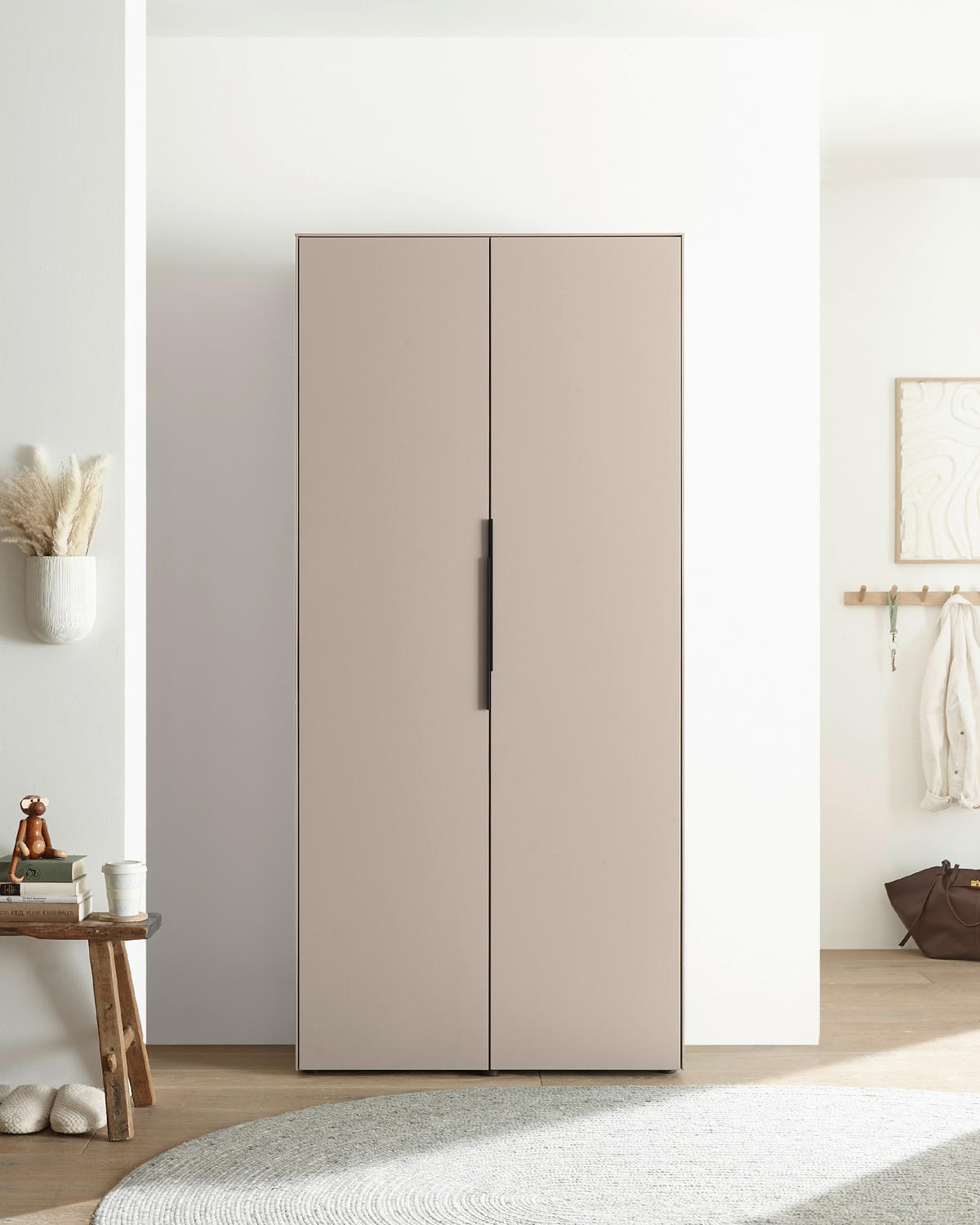 SCHUHSCHRANK  in 90/195/38 cm  - Kaschmir/Schwarz, Design, Holzwerkstoff/Kunststoff (90/195/38cm) - Voleo