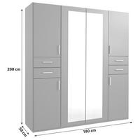 DREHTÜRENSCHRANK  in Graphitfarben, Weiß  - Schwarz/Graphitfarben, Basics, Glas/Holzwerkstoff (180/208/58cm) - P & B