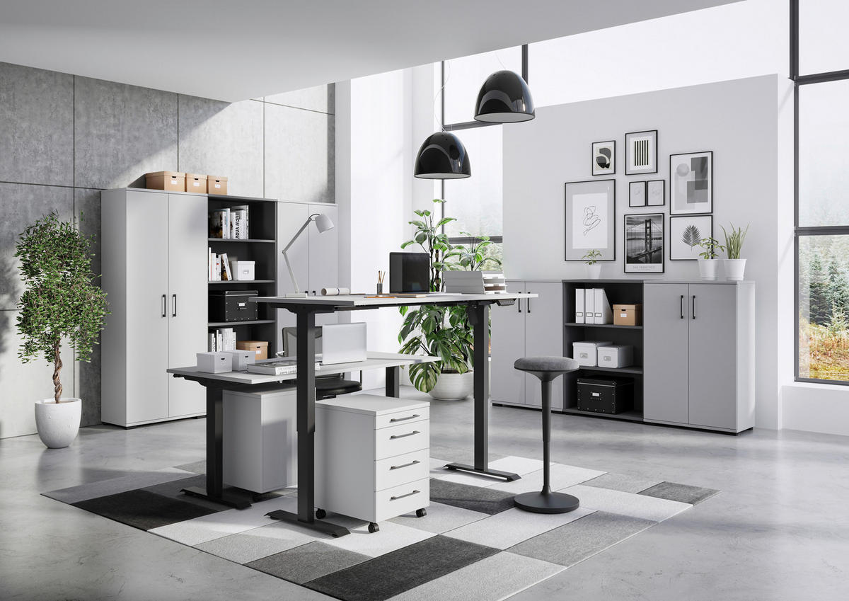 SCHREIBTISCH 120/80/71-119 cm  in Eichefarben, Schwarz  - Eichefarben/Schwarz, MODERN, Holzwerkstoff/Metall (120/80/71-119cm) - Germania