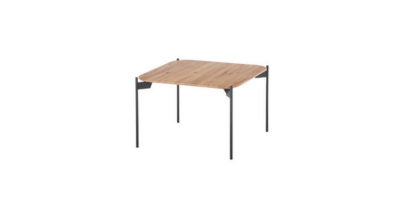 COUCHTISCH Eiche massiv 60/60/38 cm quadratisch Schwarz, Eichefarben  - Eichefarben/Schwarz, Design, Holz/Metall (60/60/38cm) - Linea Natura