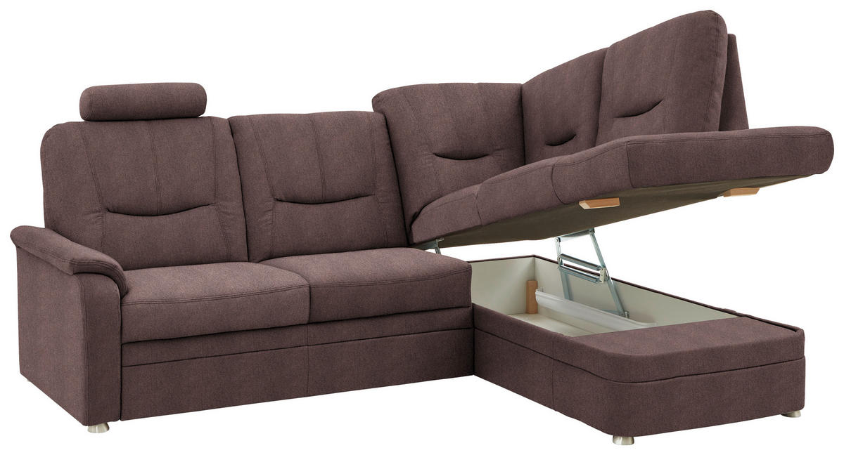 ECKSOFA Chenille Braun  - Schwarz/Braun, Konventionell, Kunststoff/Textil (235/185cm) - Beldomo Comfort