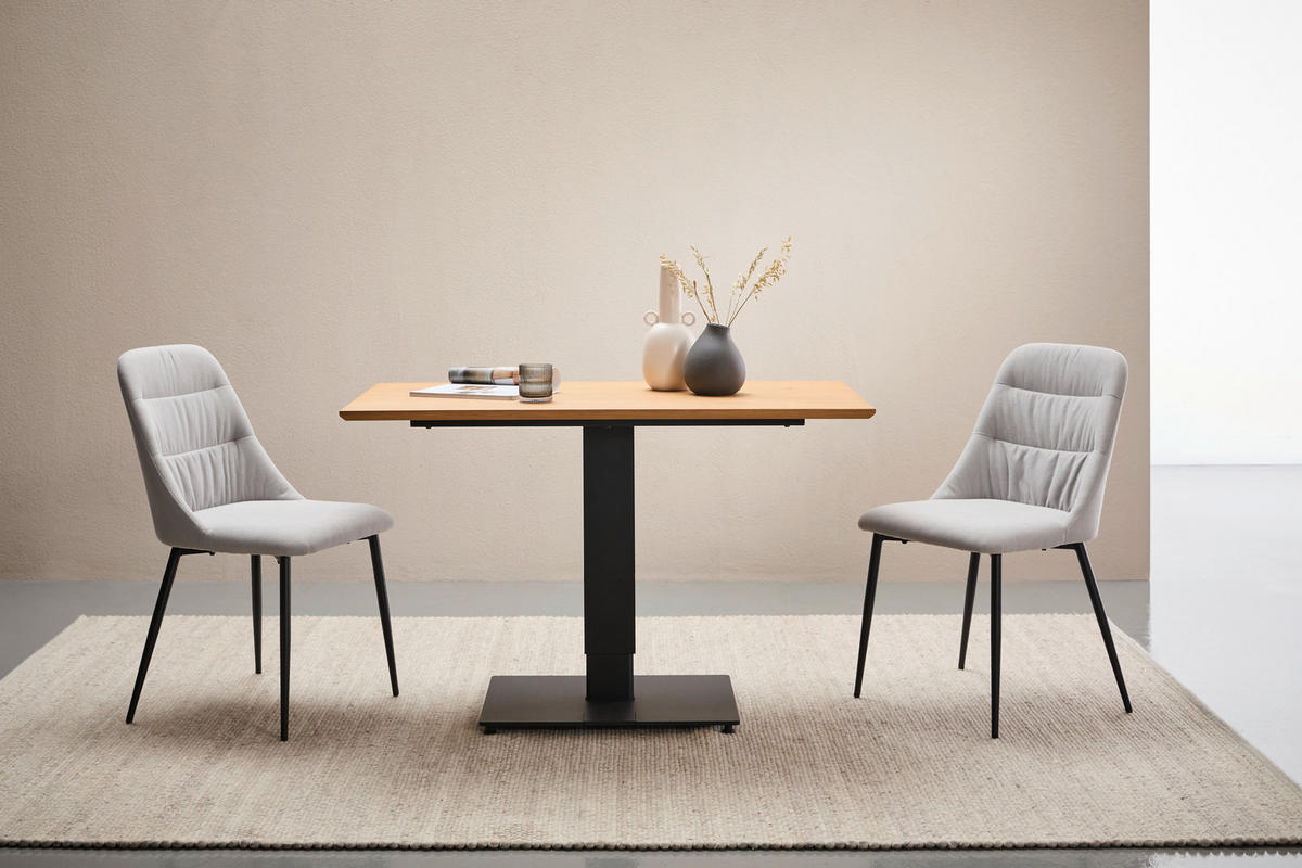 MATBORD i trä, metall, trämaterial 120/70/75-110 cm   - svart/ekfärgad, Modern, metall/trämaterial (120/70/75-110cm) - Valdera