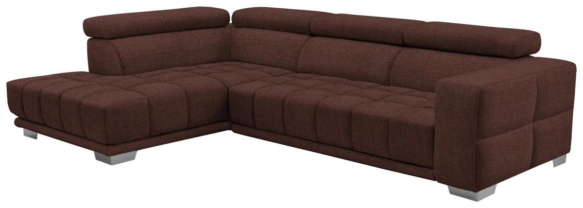 ECKSOFA in Chenille Braun  - Chromfarben/Braun, Design, Textil (207/301cm) - Xora