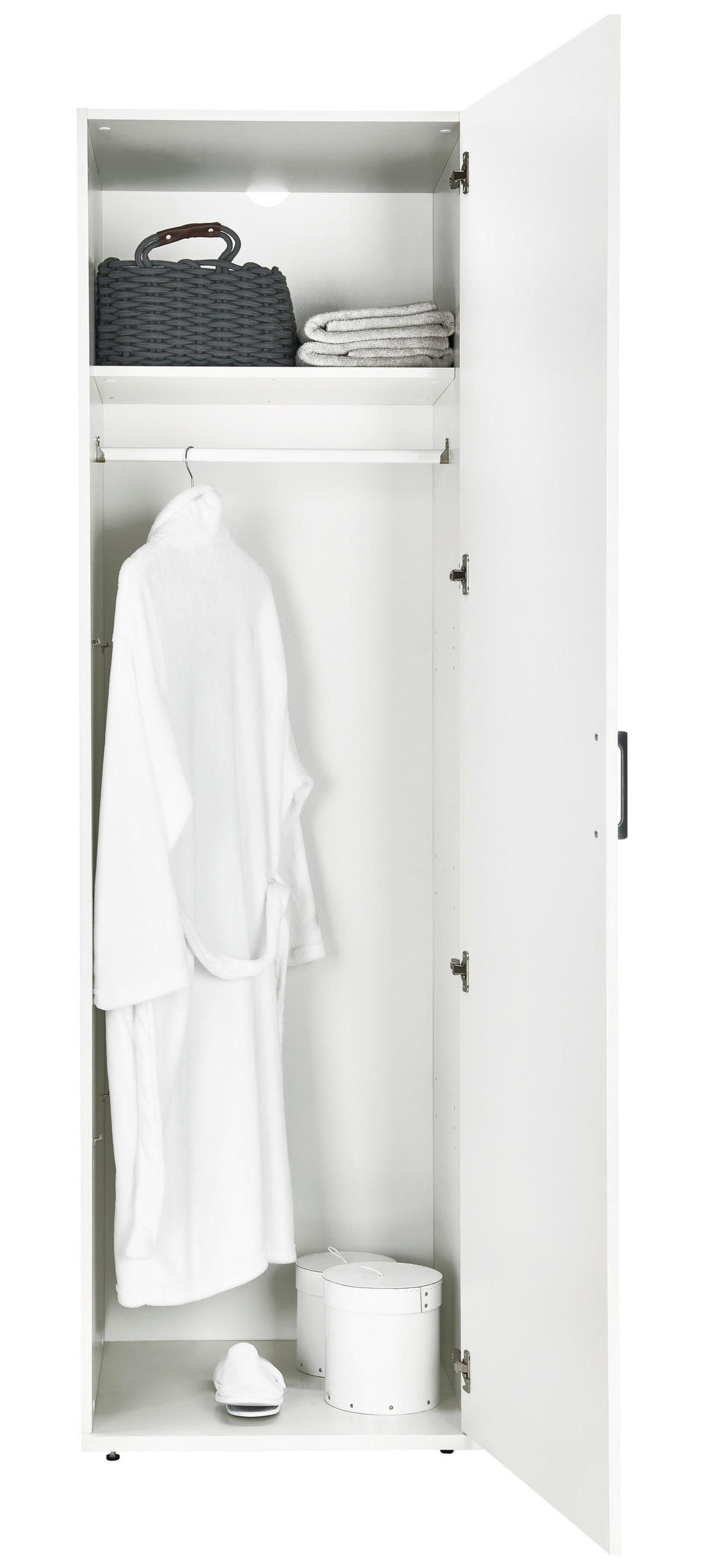 MEHRZWECKSCHRANK 60/206/65,5 cm  in Weiß  - Silberfarben/Weiß, Design, Holzwerkstoff/Metall (60/206/65,5cm)
