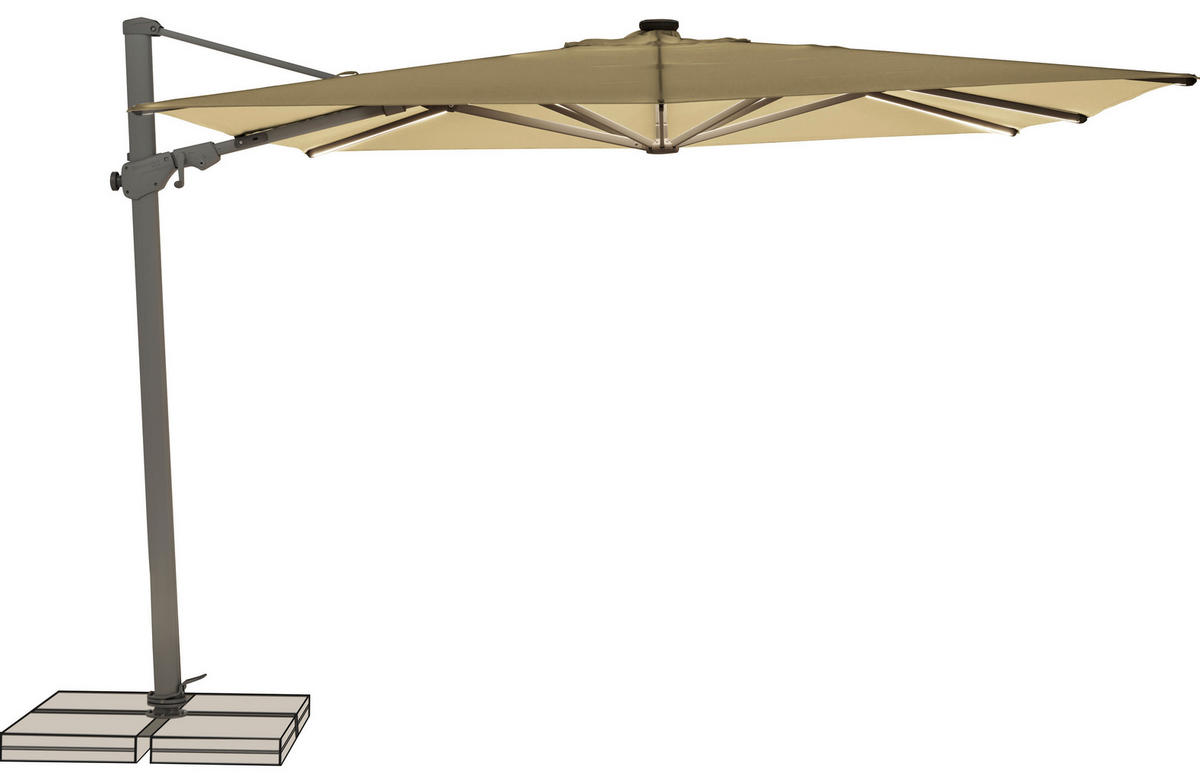 SONNENSCHIRM  300/300 cm  - Ecru/Silberfarben, Basics, Textil/Metall (300/300cm) - Suncomfort by Glatz