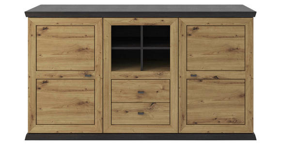 SIDEBOARD 160/89,3/43 cm  - Dunkelgrau/Schwarz, Basics, Holzwerkstoff/Metall (160/89,3/43cm) - Hom`in