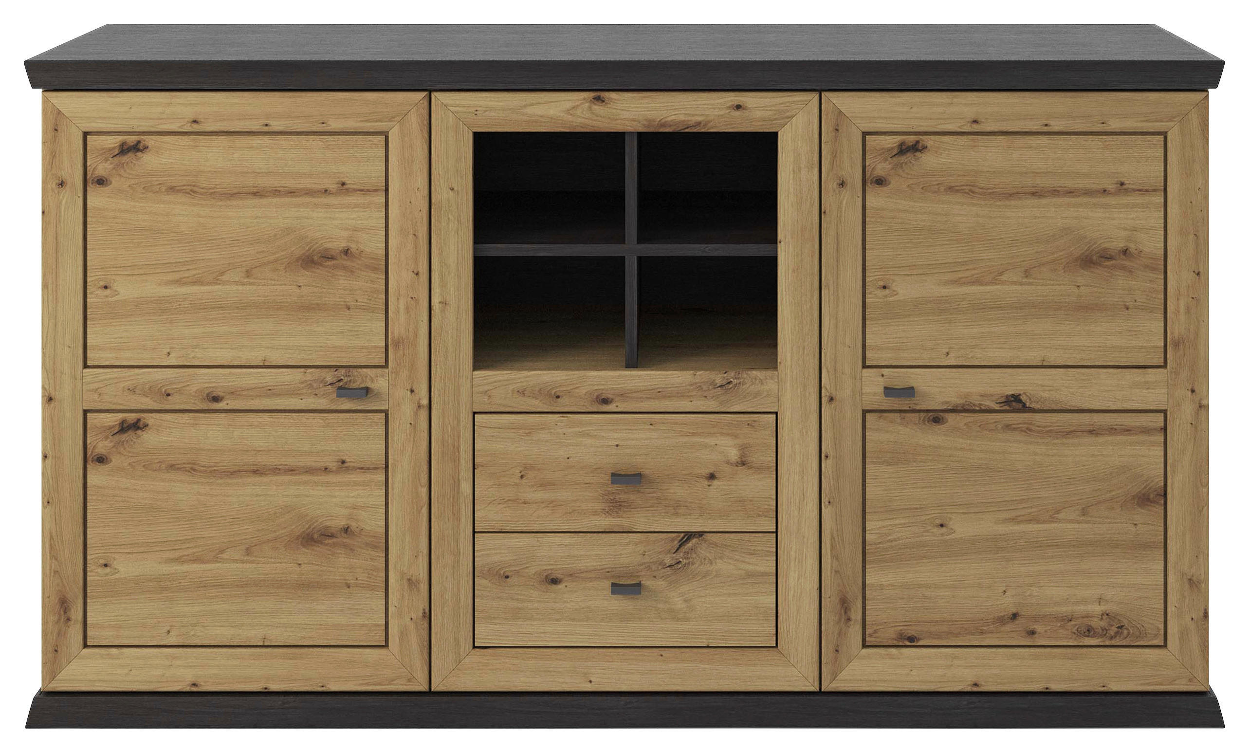SIDEBOARD  in 160/89,3/43 cm  - Dunkelgrau/Schwarz, Basics, Holzwerkstoff/Metall (160/89,3/43cm) - Hom`in