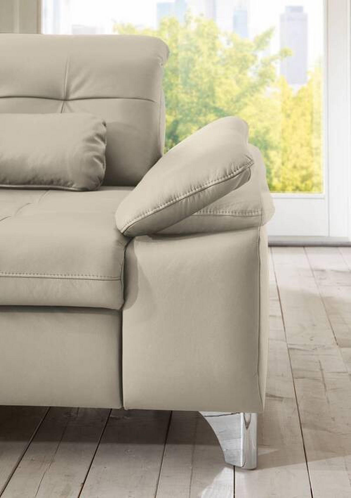 ECKSOFA in Echtleder Ecru  211/309 cm  - Ecru, Basics, Leder/Metall (211/309cm) - Beldomo Speed