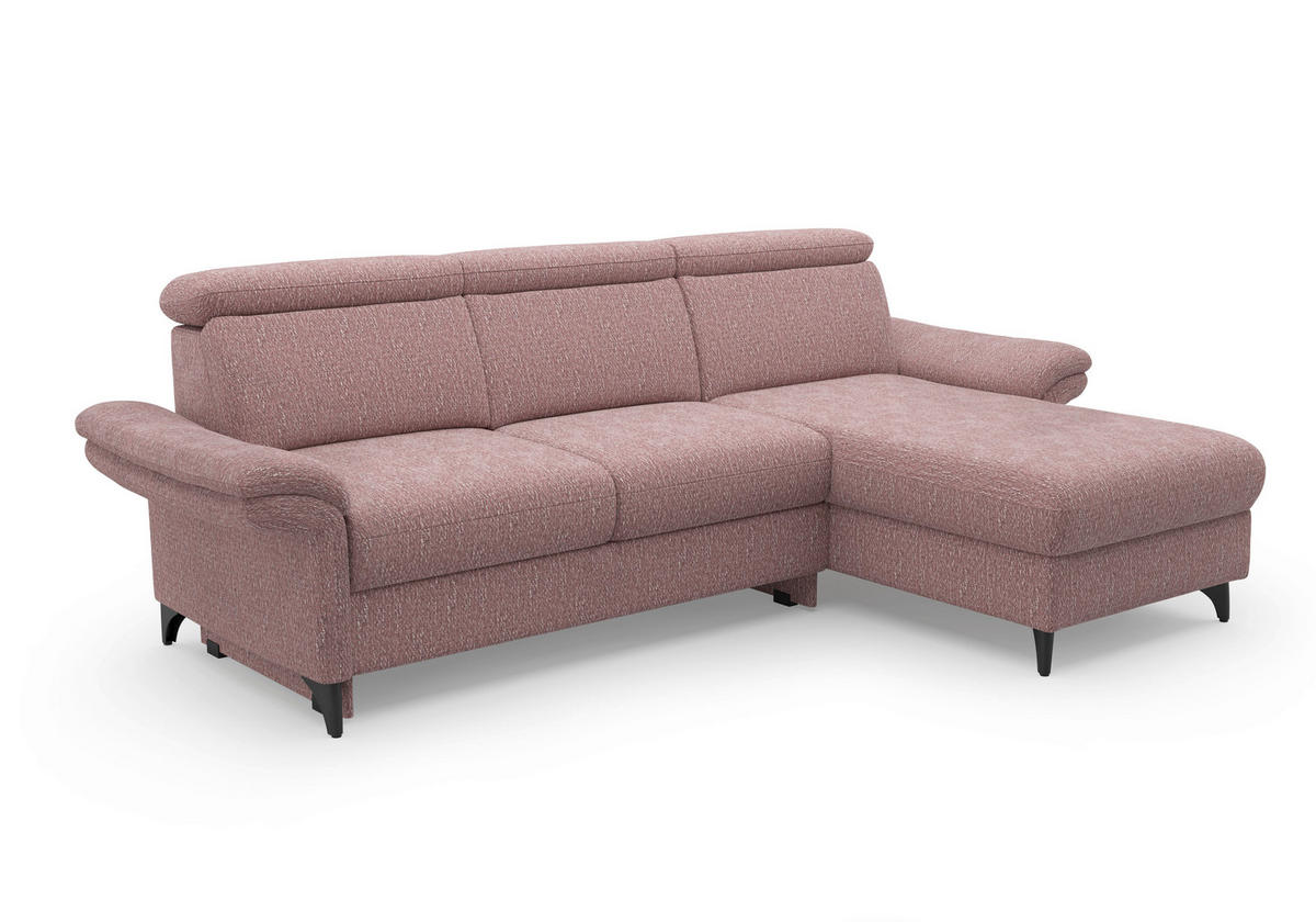 ECKSOFA GLENDALE E in Chenille Aubergine  253/166 cm  - Aubergine/Schwarz, KONVENTIONELL, Textil/Metall (253/166cm) - Sit & More