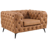 CHESTERFIELD-SESSEL Lederlook Braun, Schwarz  - Schwarz/Braun, KONVENTIONELL, Textil/Metall (125/75/97cm) - Landscape