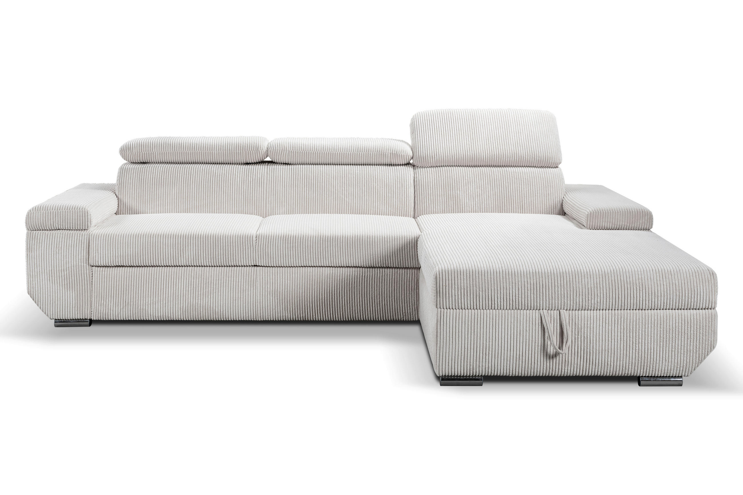 ECKSOFA LARS Creme Cord  - Chromfarben/Creme, Basics, Kunststoff/Textil (268/189cm) - Livetastic