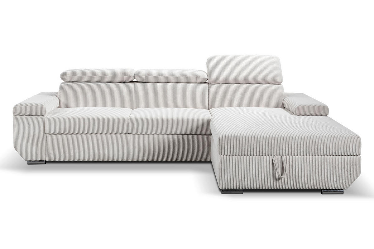ECKSOFA LARS Creme Cord  - Chromfarben/Creme, Basics, Kunststoff/Textil (268/189cm) - Livetastic