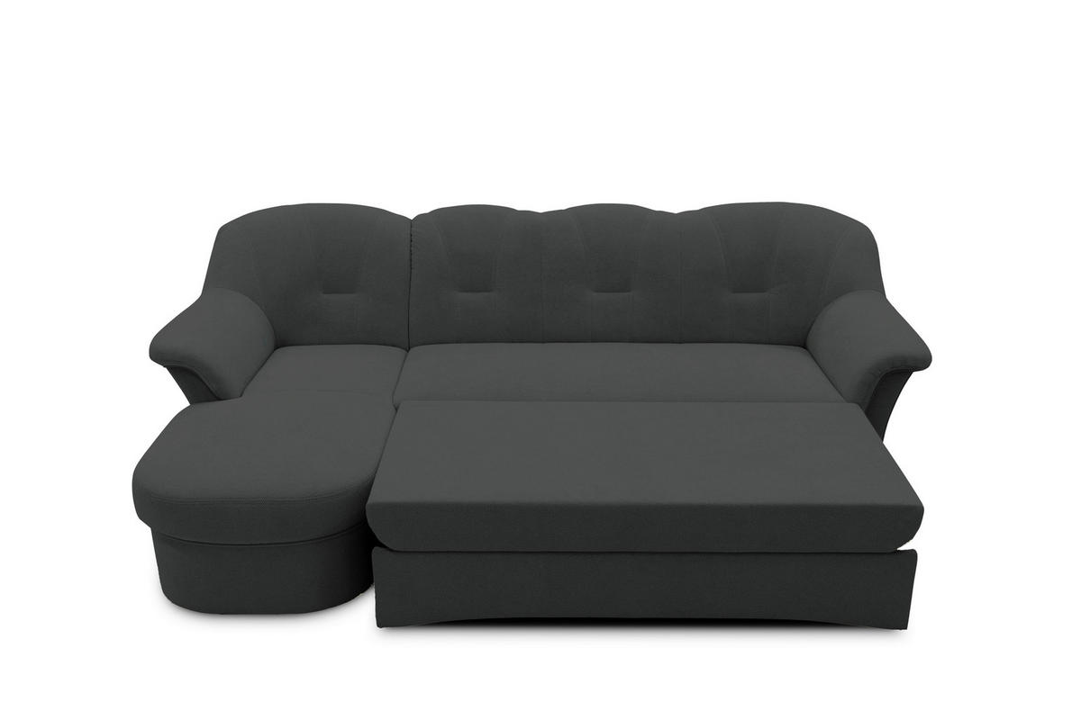ECKSCHLAFSOFA  FLORES FK Dunkelgrau Mikrofaser  - Dunkelgrau/Schwarz, KONVENTIONELL, Kunststoff/Textil (142/231cm) - MID.YOU
