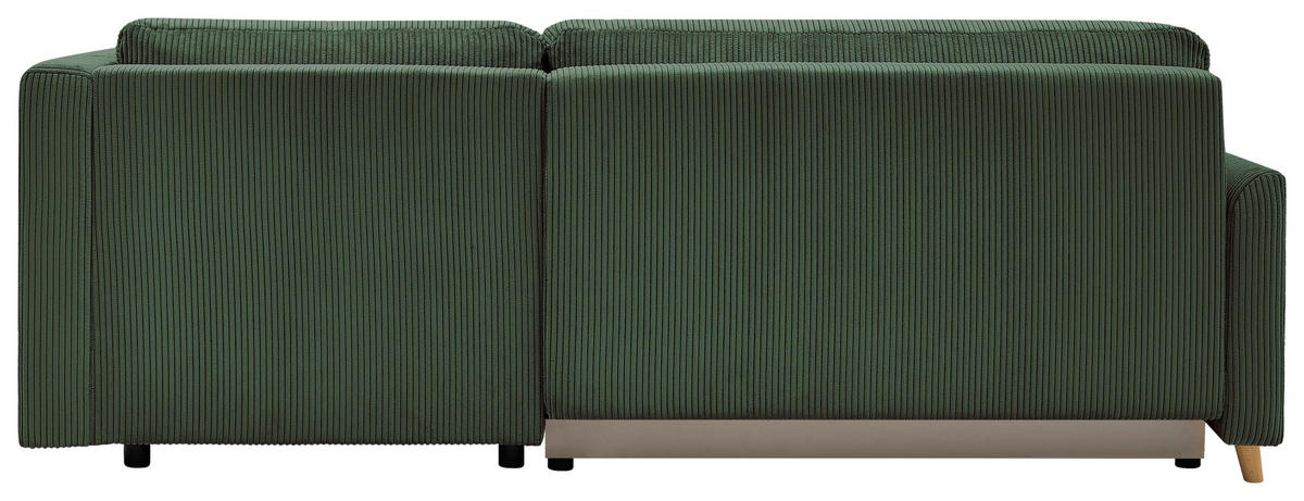 ECKSOFA MILOS Grün Cord Rückenkissen, Bettkasten, Schlaffunktion, Rücken echt  - Naturfarben/Grün, Design, Textil (224/148cm) - P & B