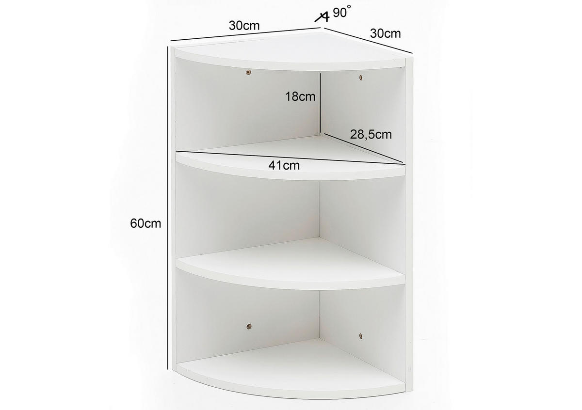 ECKREGAL 30/60/30 cm Weiss  - Weiss, Konventionell, Holzwerkstoff (30/60/30cm) - MID.YOU