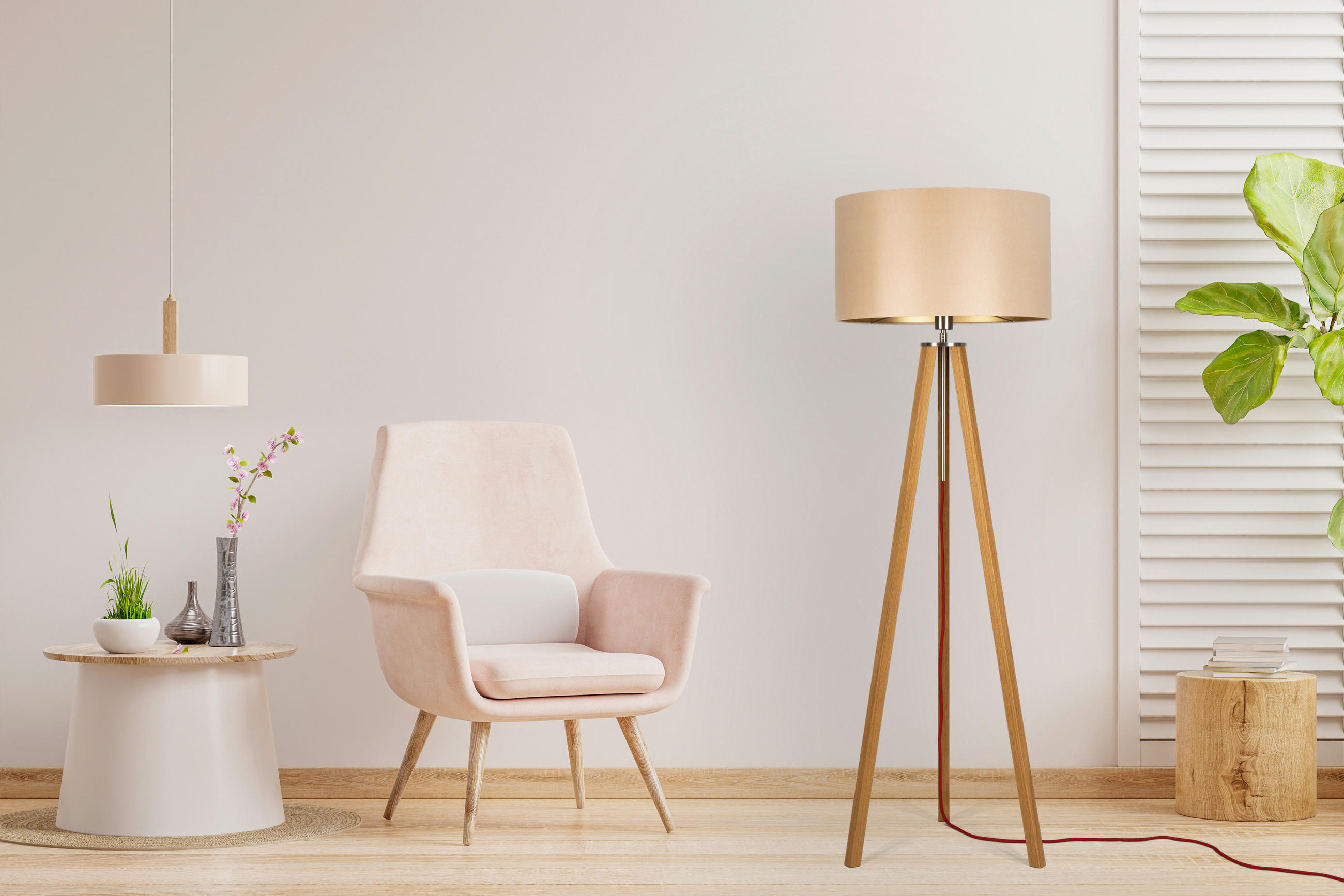 STEHLEUCHTE  50/150/50 cm   - Eichefarben/Beige, MODERN, Naturmaterialien/Holz (50/150/50cm)