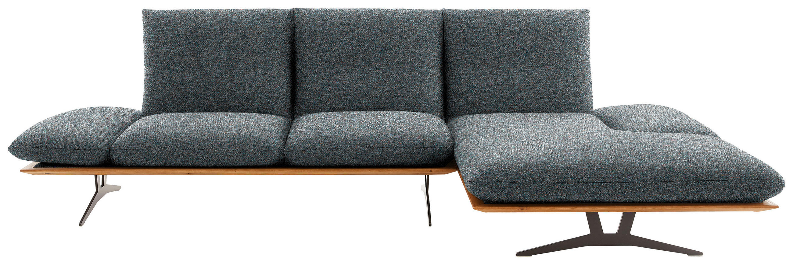 ECKSOFA  in Flachgewebe Blaugrau Armteilverstellung, Kopfteilverstellung  314/159 cm  - Blaugrau/Schwarz, Design, Holz/Textil (314/159cm) - Dieter Knoll