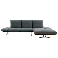 ECKSOFA Flachgewebe Blaugrau  - Blaugrau/Schwarz, Design, Holz/Textil (314/159cm) - Dieter Knoll