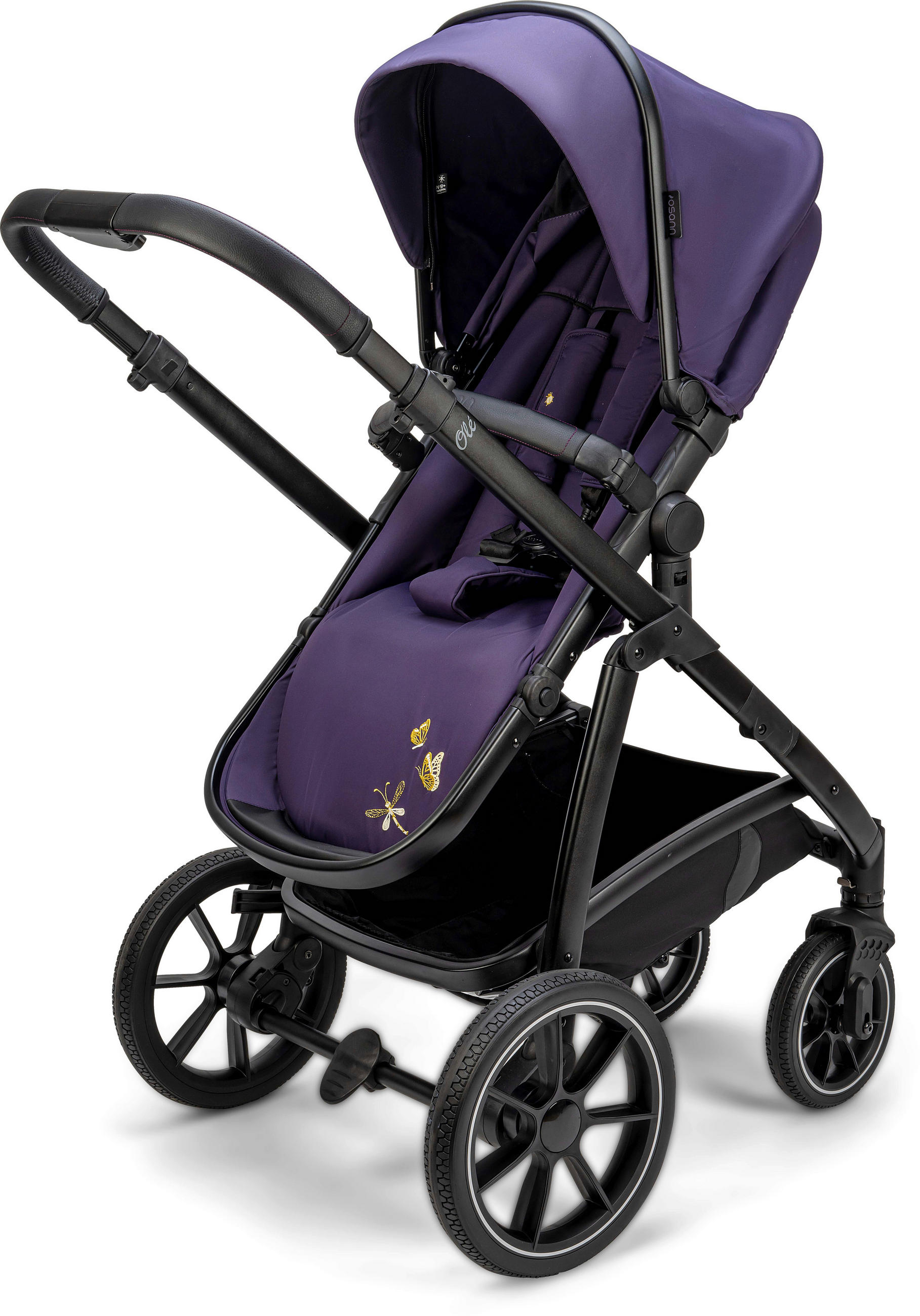 KINDERWAGENSET Ole Blackberry  - Dunkelgrau/Anthrazit, Basics, Textil/Metall (107cm) - Osann